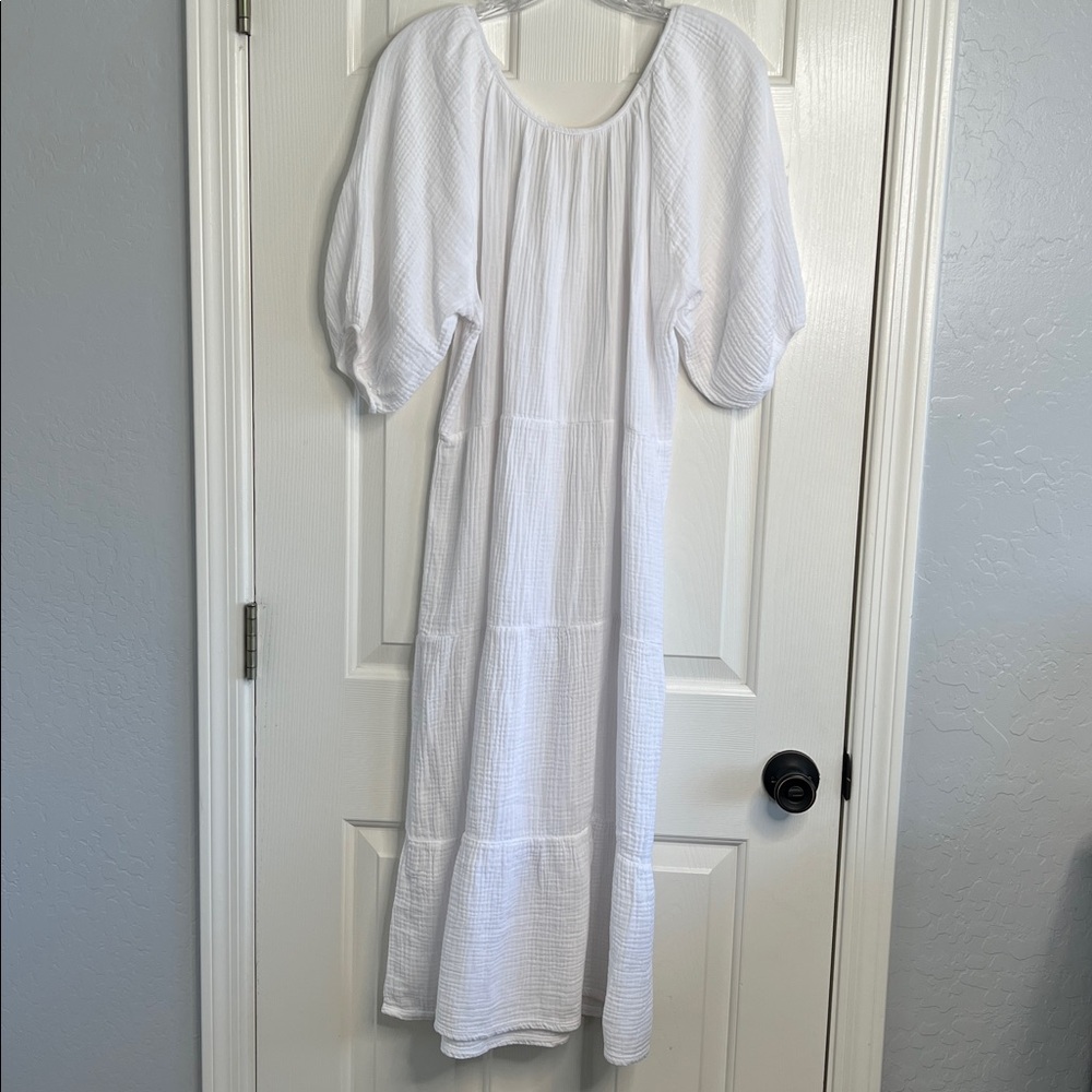 Nation LTD Mindy dress white puff sleeve midi dress small made in USA - Picture 4 of 9